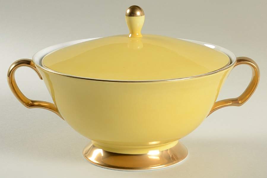 Golden Damask Round Covered Vegetable by Sears-1