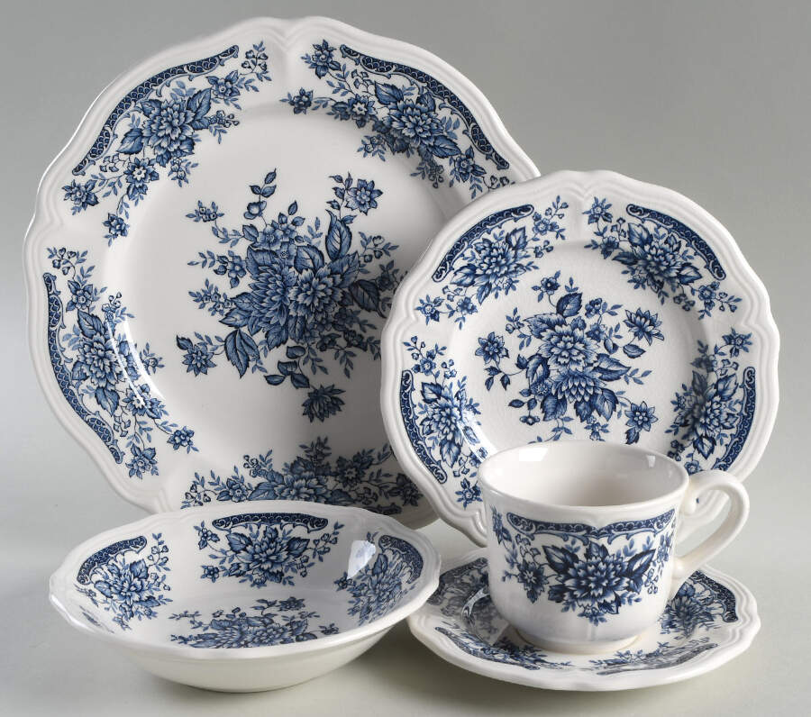 Blue Carnation 5 Piece Place Setting by Sears-1