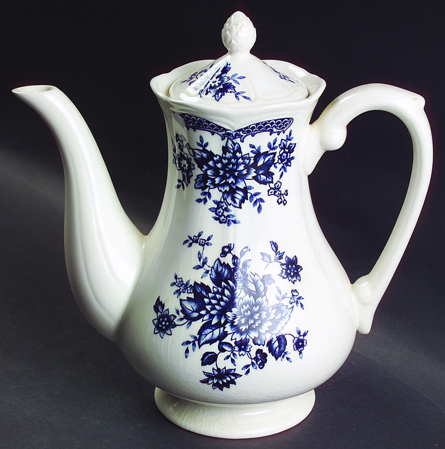 Blue Carnation Coffee Pot & Lid by Sears-1
