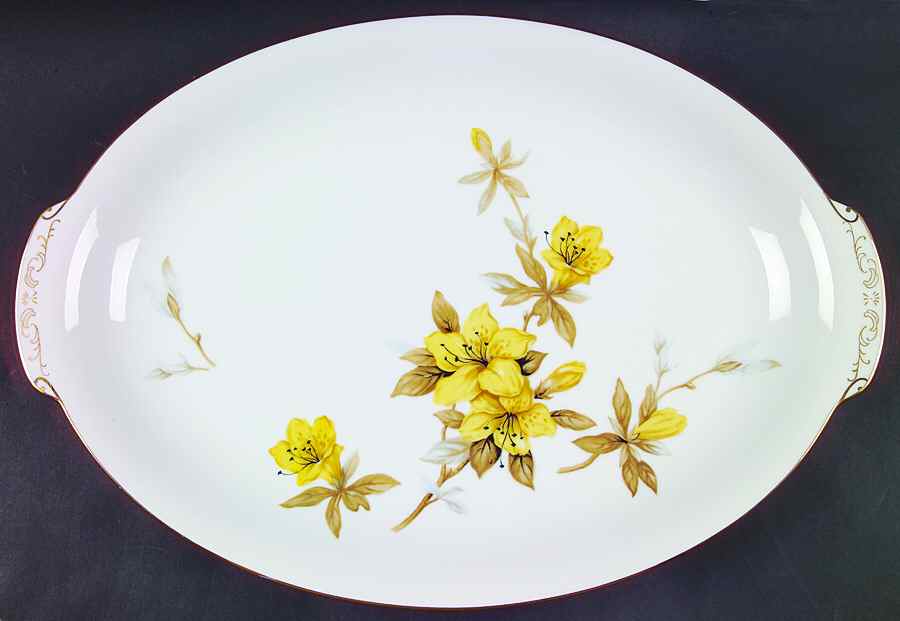 Hibiscus 16" Oval Serving Platter by SC Japan-1