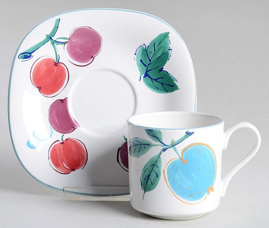 Just Fruits Flat Cup & Saucer Set by Studio Nova-1