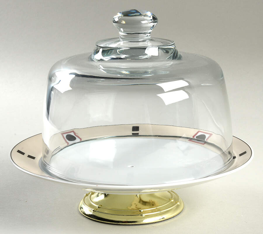 Ringside 6 1/2"-7 1/2" Footed Cheese Plate w/ Glass Dome HC by Studio Nova-1