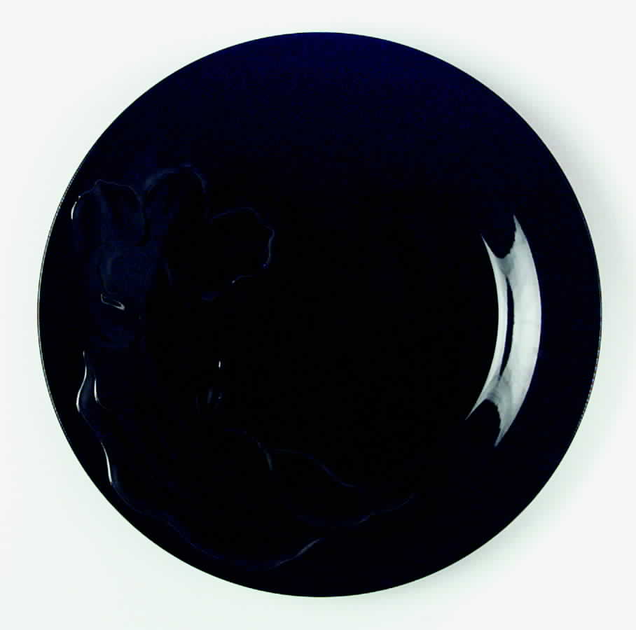 Tulip Black 12" Chop Plate (Round Platter) by Studio Nova-1