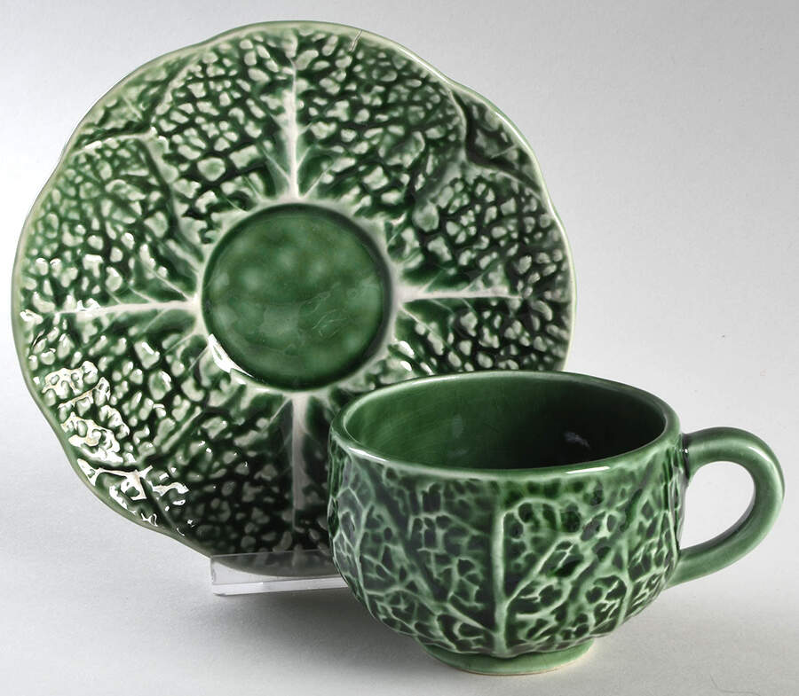 Cabbage Green Flat Cup & Saucer Set by Secla-1