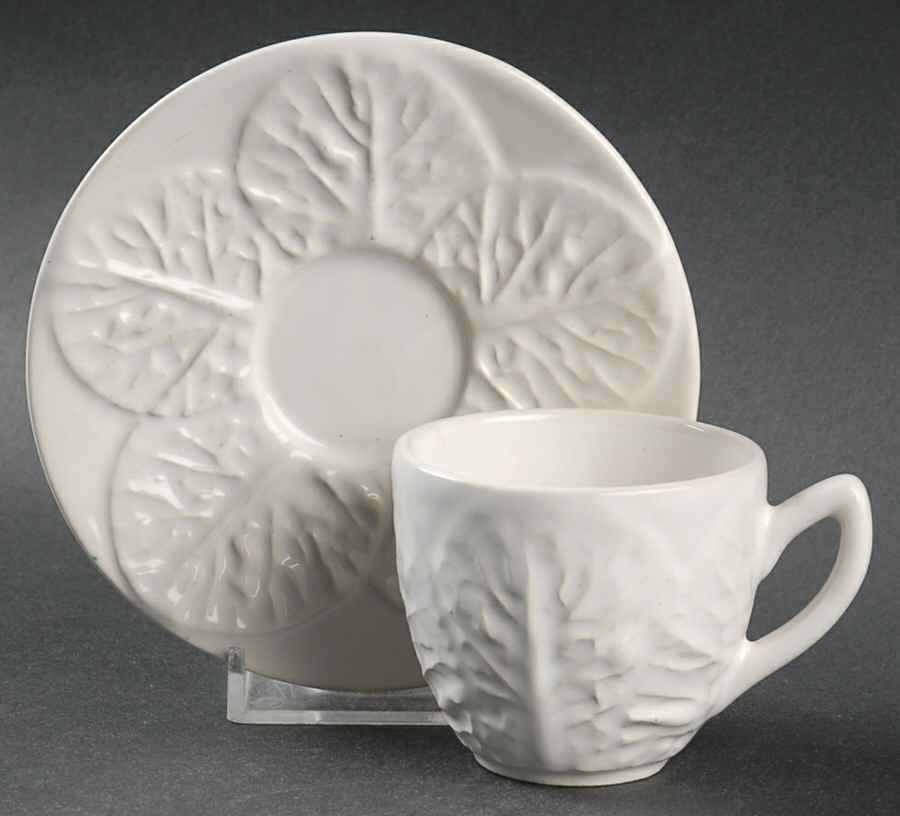 Cabbage White Flat Demitasse Cup & Saucer Set by Secla-1