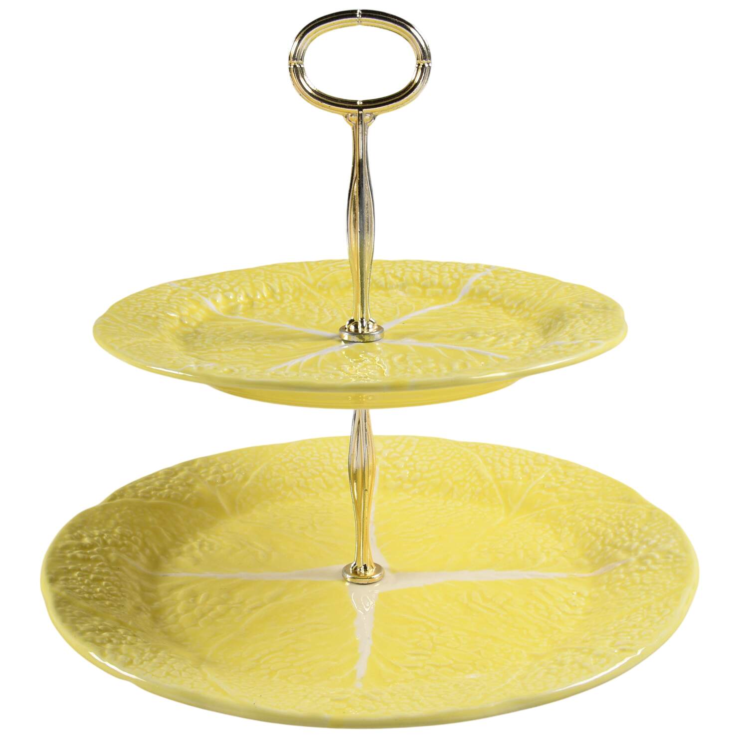 Cabbage Yellow 6 5/8"-10"  2 Tiered Serving Tray (Dp, Sp) HC by Secla-1