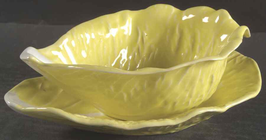 Cabbage Yellow Gravy Boat & Underplate by Secla-1