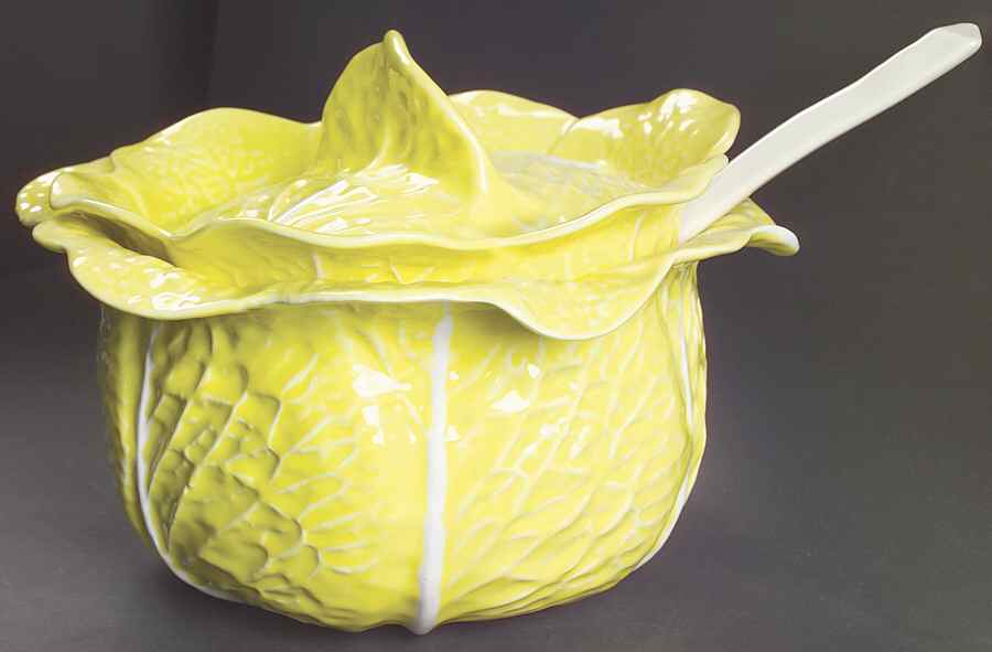 Cabbage Yellow Tureen & Lid w/Ladle by Secla-1