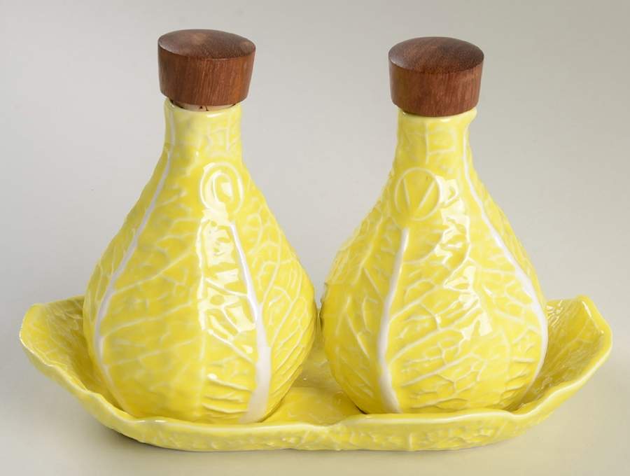 Cabbage Yellow Vinegar and Oil Tray Set by Secla-1