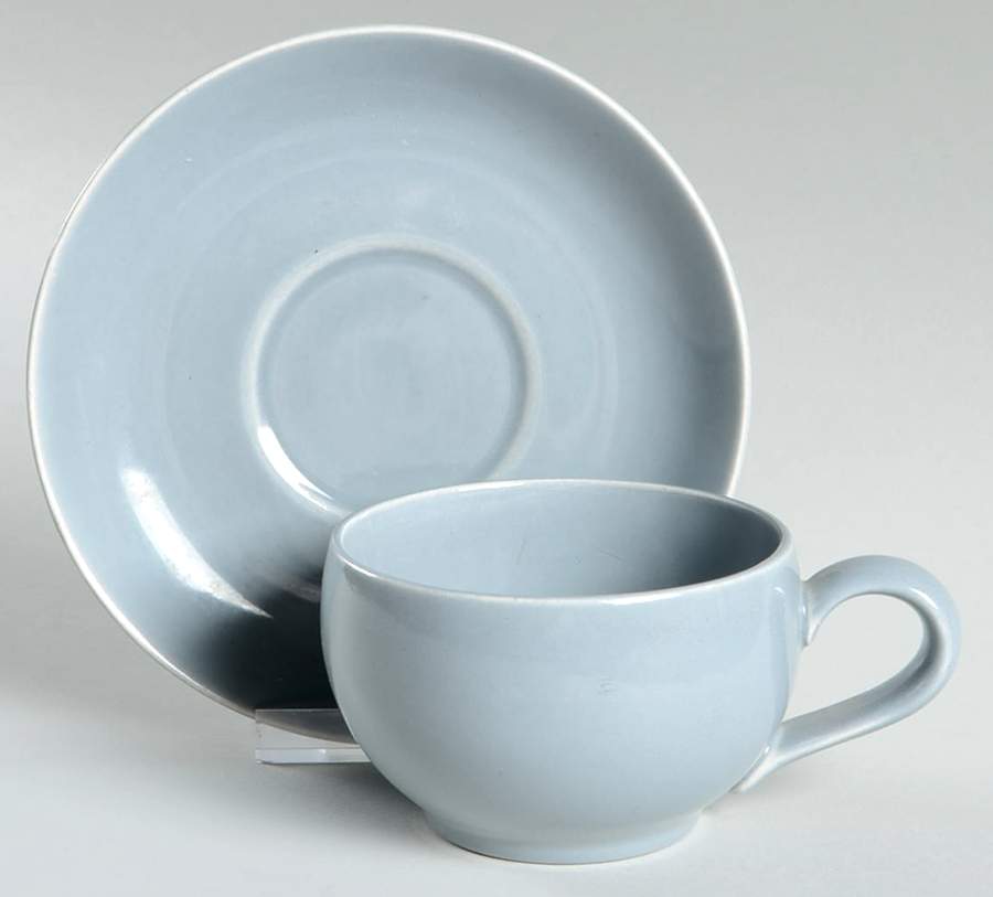 California Modern Gray (Glossy) Flat Cup & Saucer Set by Santa Anita-1