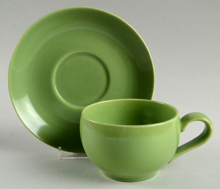 California Modern Light Green Flat Cup & Saucer Set by Santa Anita-1