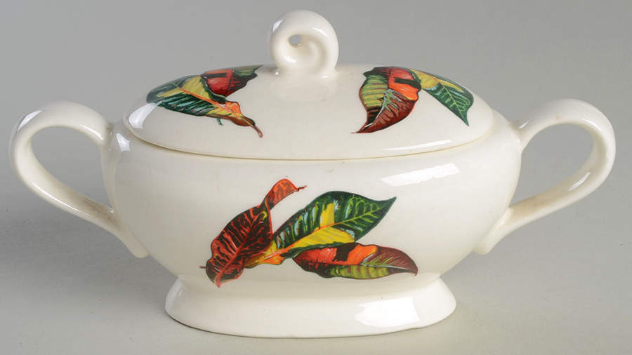 Croton Leaves Sugar Bowl & Lid by Santa Anita-1