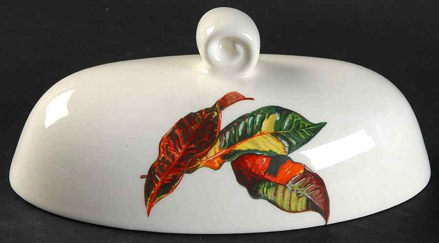 Croton Leaves Lid for 1/4 Lb Butter by Santa Anita-1