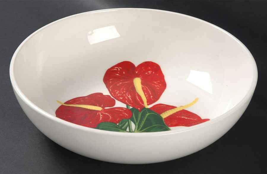 Red Anthurium 9" Round Vegetable Bowl by Santa Anita-1