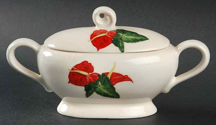 Red Anthurium Sugar Bowl & Lid by Santa Anita-1
