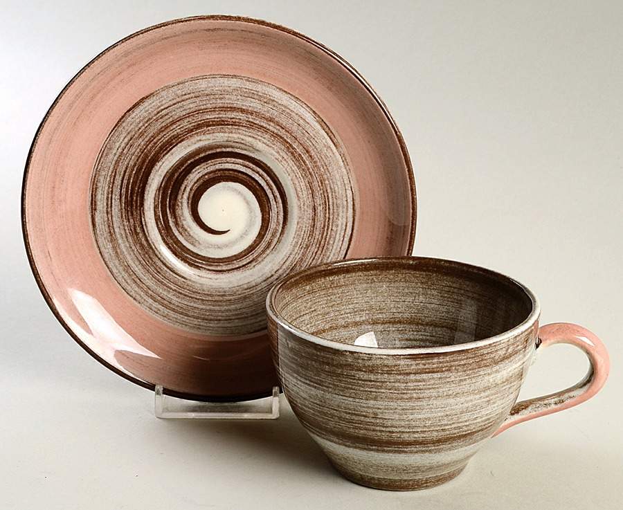 Spiral Grape Flat Cup & Saucer Set by Santa Anita-1