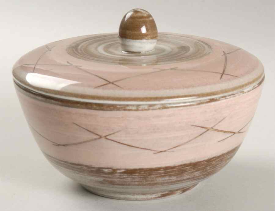 Stylized Spirals Brown and Pink Individual Casserole & Lid by Santa Anita-1