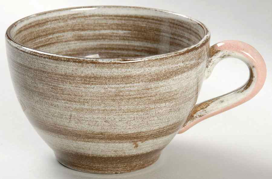 Stylized Spirals Brown and Pink Flat Cup by Santa Anita-1