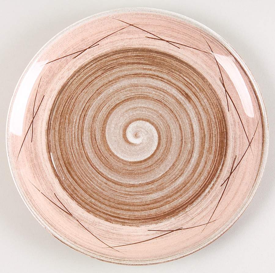 Stylized Spirals Brown and Pink Salad Plate by Santa Anita-1
