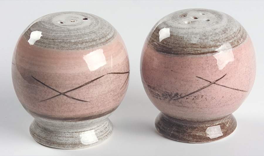 Stylized Spirals Brown and Pink Salt & Pepper Set by Santa Anita-1