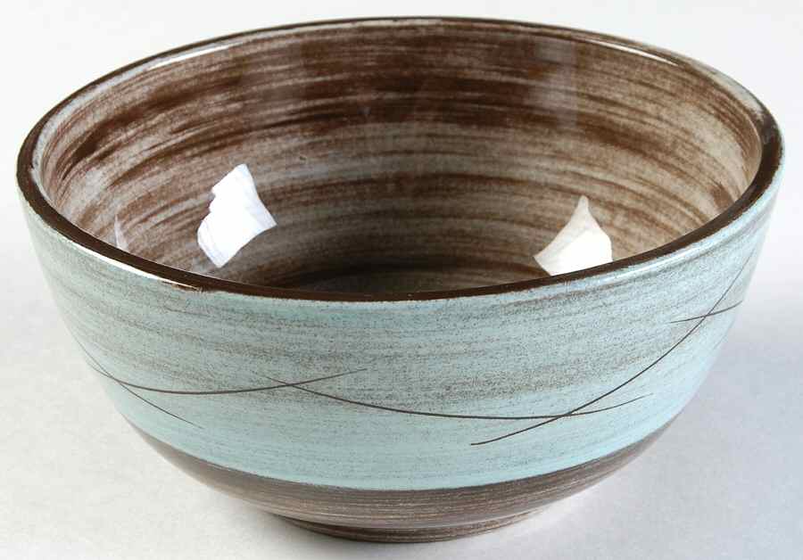 Stylized Spirals Brown and Turquoise Individual Casserole No Lid by Santa Anita-1