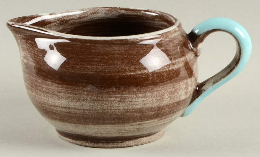 Stylized Spirals Brown and Turquoise Creamer by Santa Anita-1