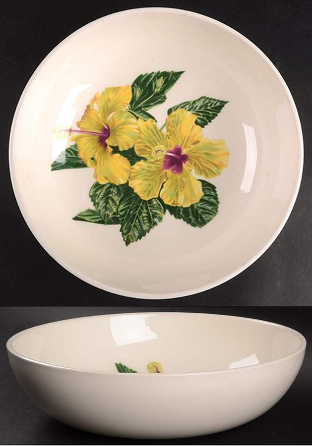 Yellow Hibiscus 8" Round Vegetable Bowl by Santa Anita-1