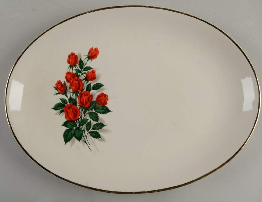 American Beauty 11" Oval Serving Platter by Sabin-1