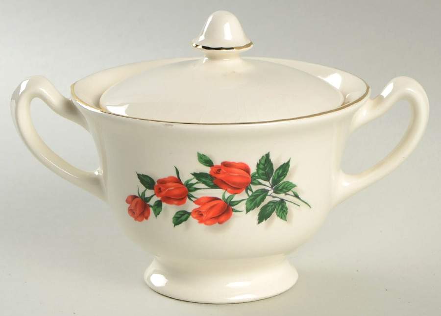 American Beauty Sugar Bowl & Lid by Sabin-1