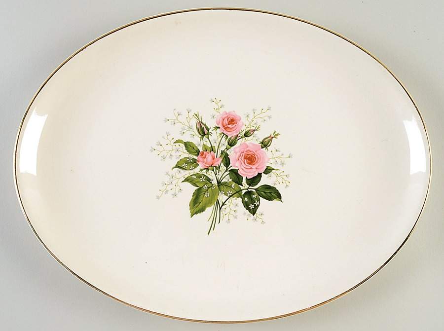 Cathy Rose (Smooth Edge) 13" Oval Serving Platter by Sabin-1