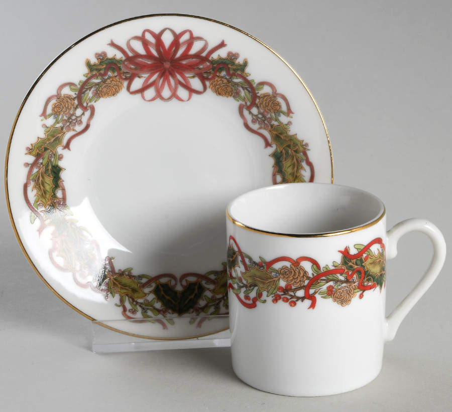 Christmas Garland Flat Demitasse Cup & Saucer Set by Sadek-1