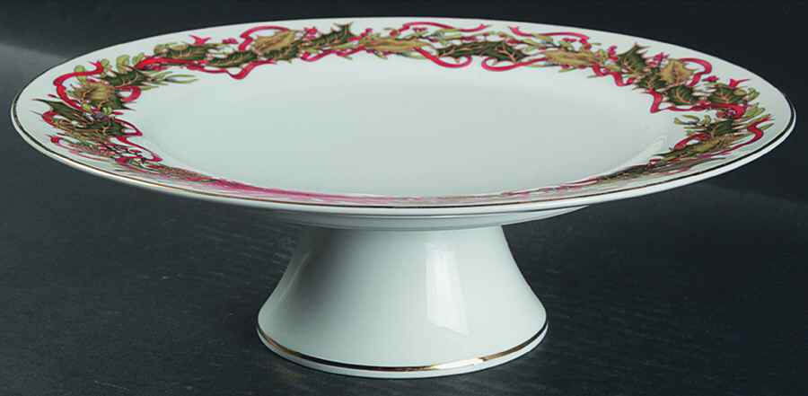 Christmas Garland 10" Diameter Pedestal Cake Stand by Sadek-1