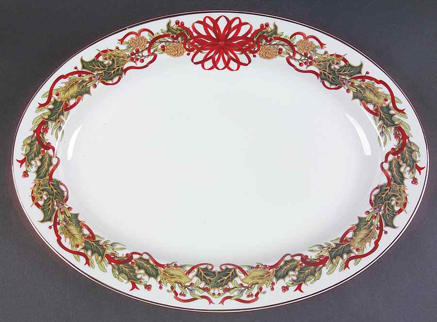 Christmas Garland 14" Oval Serving Platter by Sadek-1