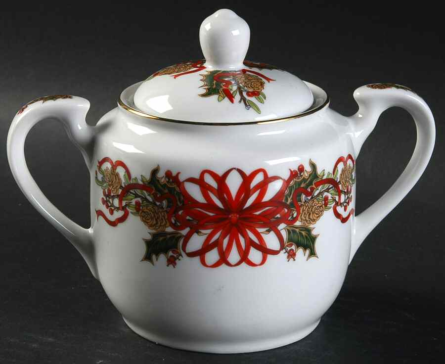 Christmas Garland Sugar Bowl & Lid by Sadek-1