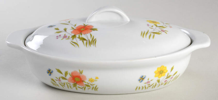 Country Flowers 20 Oz Small Oval Covered Casserole by Sadek-1