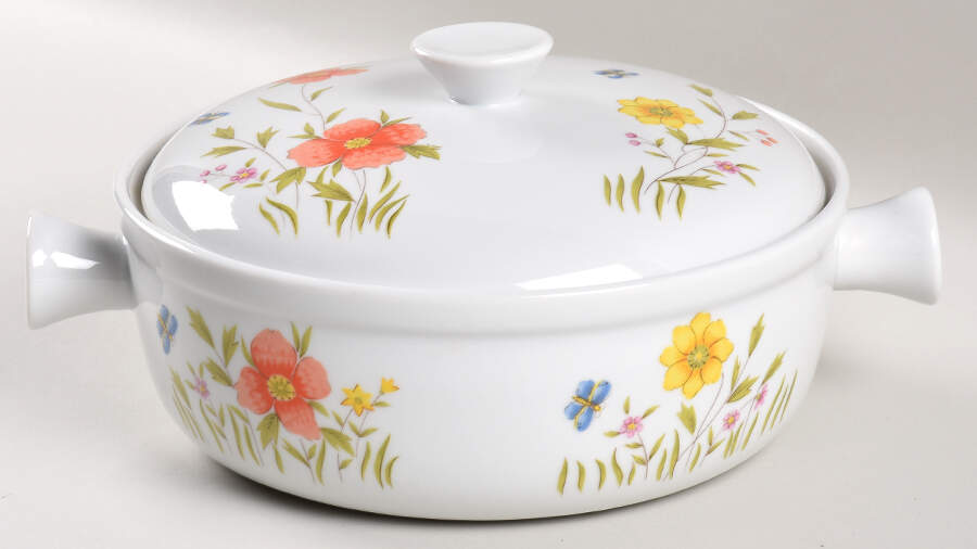 Country Flowers Medium Oven-to-Table Round Covered Casserole by Sadek-1