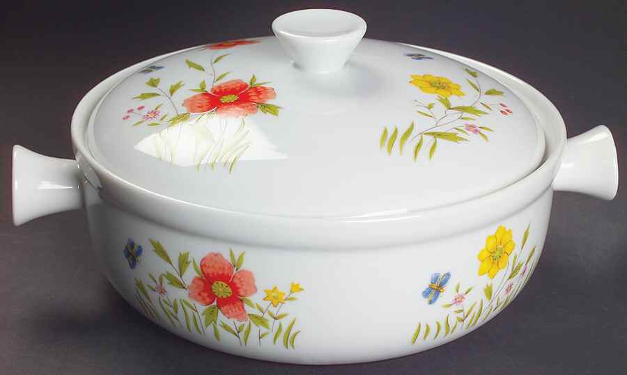 Country Flowers 1 Qt Round Covered Casserole by Sadek-1