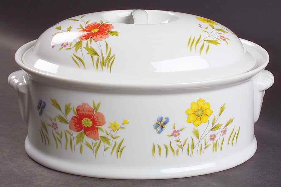 Country Flowers 2 Quart Oval Covered Casserole by Sadek-1