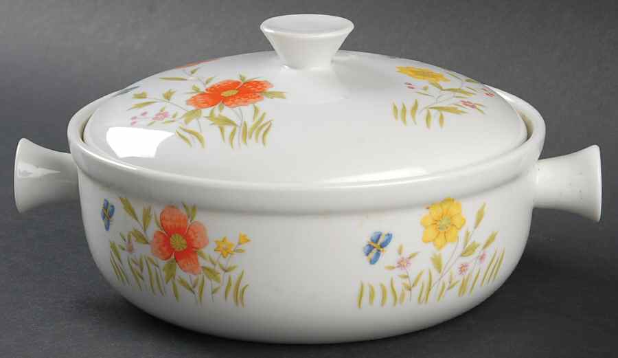 Country Flowers Small Oven-To-Table Round Covered Casserole by Sadek-1