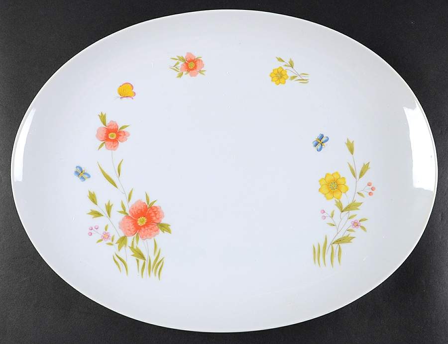 Country Flowers 14" Oval Serving Platter by Sadek-1