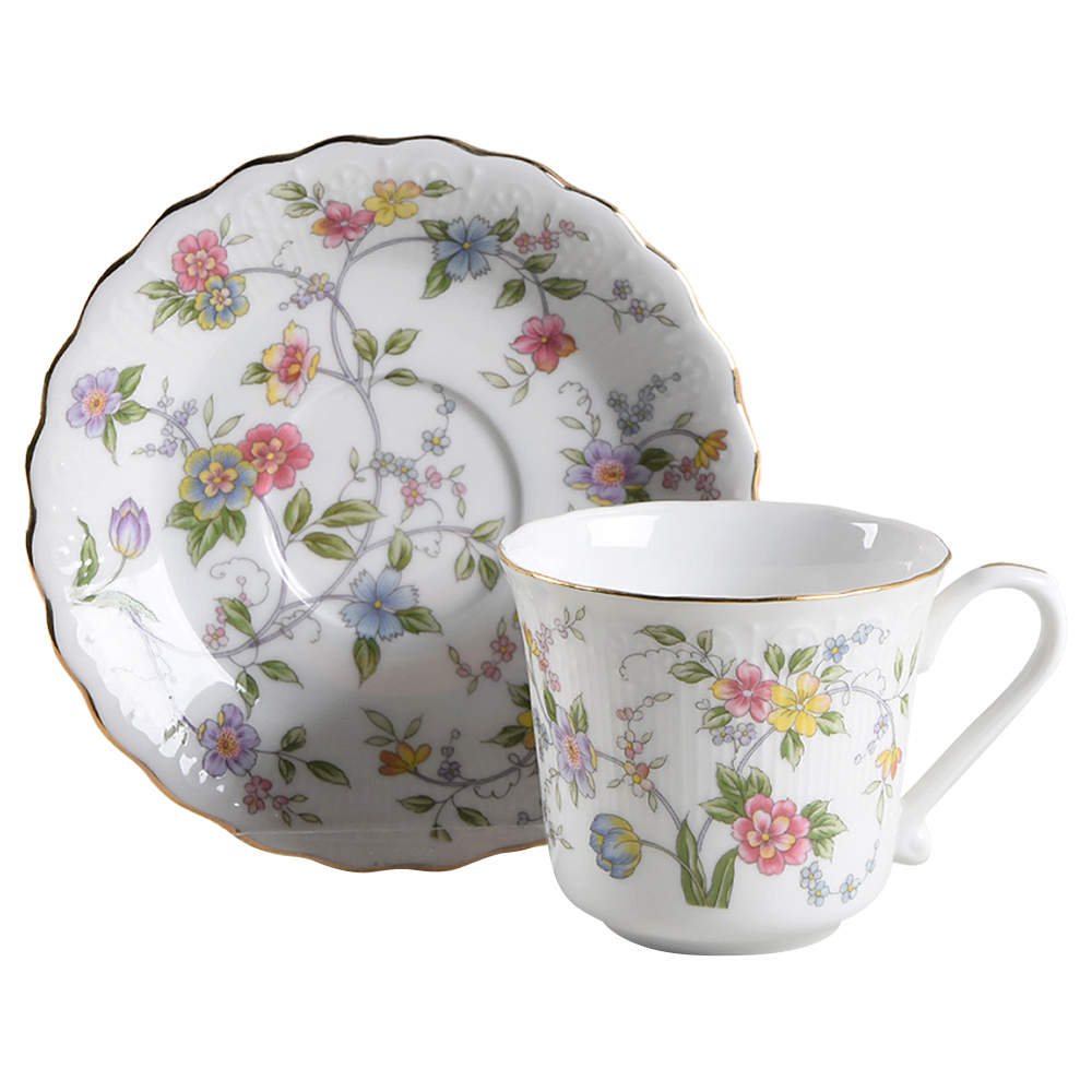 Corona (Gold Trim) Flat Cup & Saucer Set by Sadek-1