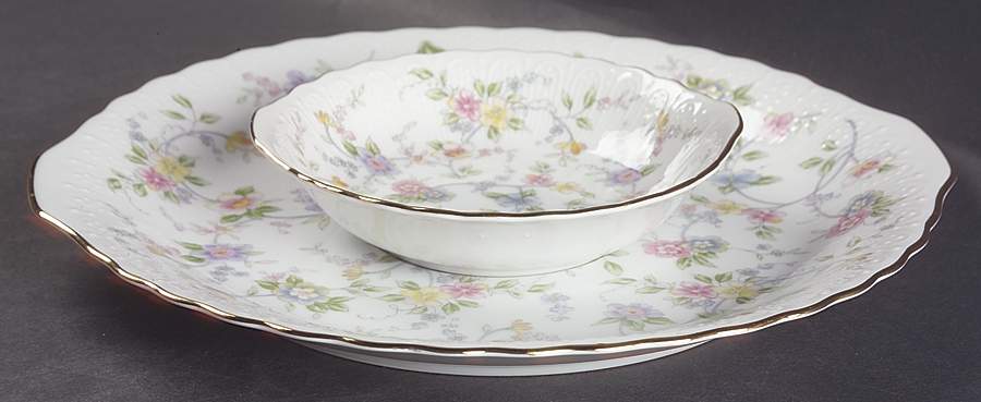 Corona (Gold Trim) (2pc) Party Serving/Chip & Dip-Plate & Bowl by Sadek-1