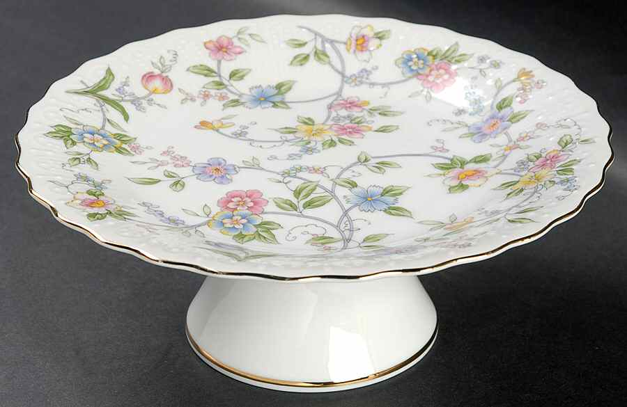 Corona (Gold Trim) Round Compote (Height X Width) by Sadek-1