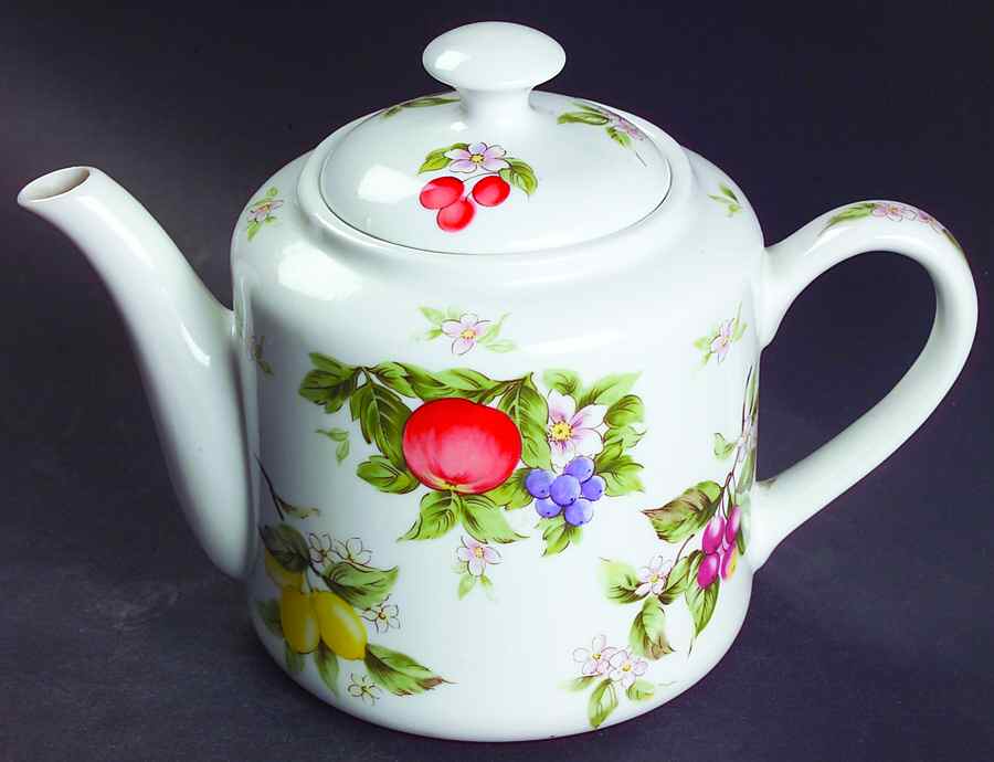 Fruit & Blossoms Teapot & Lid by Sadek-1