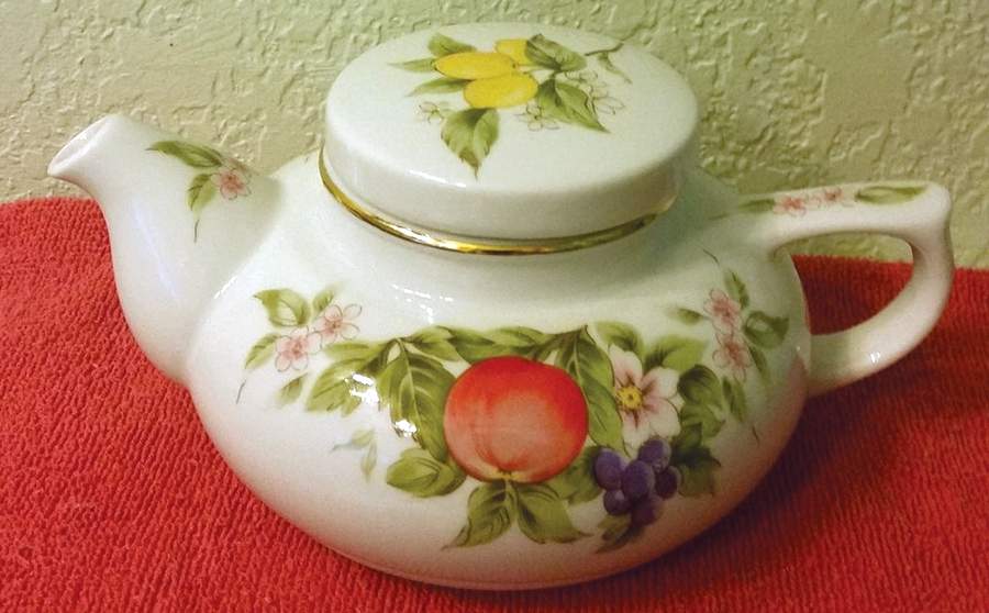 Fruit & Blossoms Mini Teapot & Lid by Sadek-1