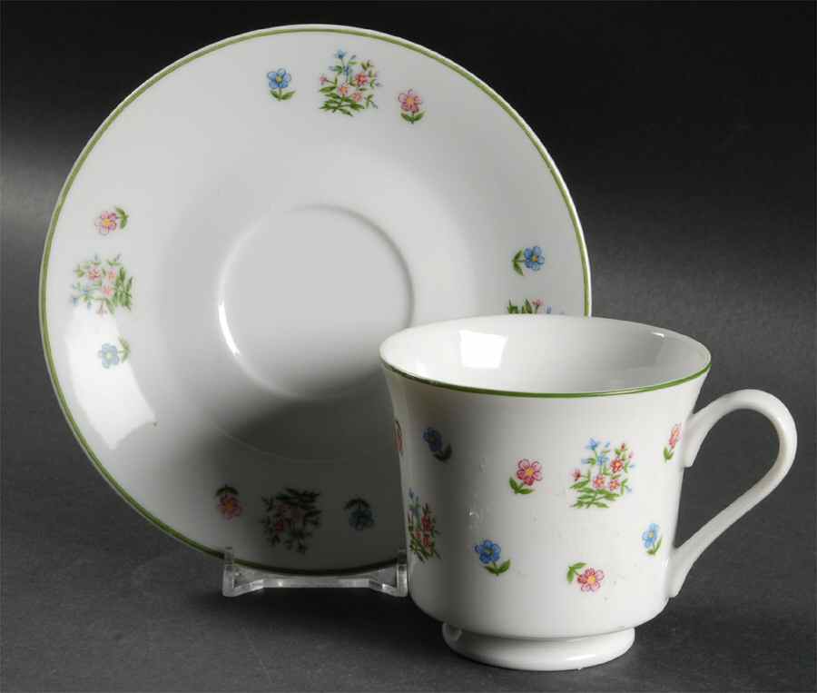 Petite Fleur Footed Cup & Saucer Set by Sadek-1
