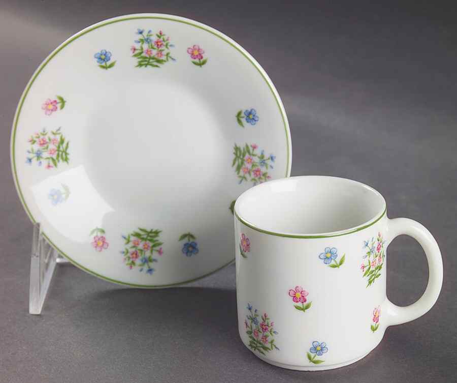 Petite Fleur Flat Demitasse Cup & Saucer Set by Sadek-1