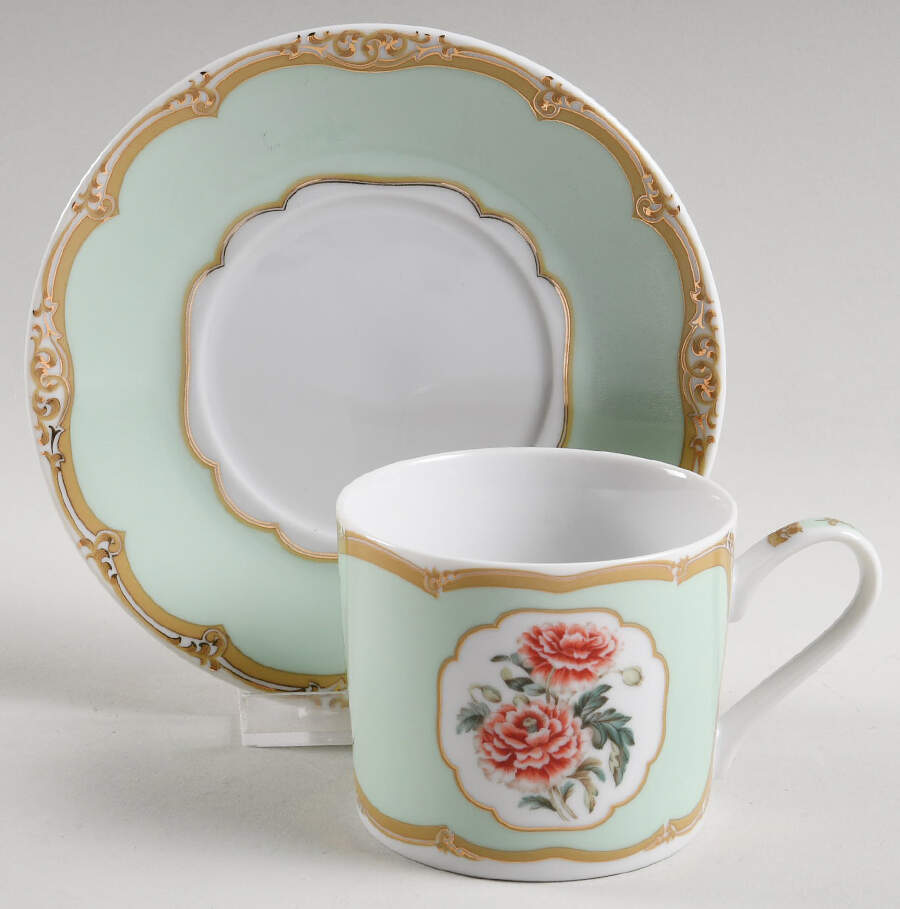 President Polk Florals Flat Cup & Saucer Set by Sadek-1