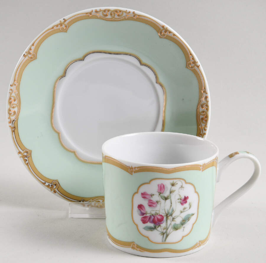 President Polk Florals Flat Cup & Saucer Set by Sadek-1