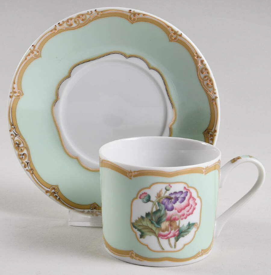 President Polk Florals Flat Cup & Saucer Set by Sadek-1